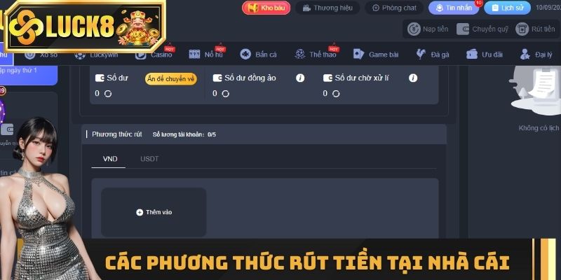 Các phương thức rút tiền được nhà cái  hỗ trợ
