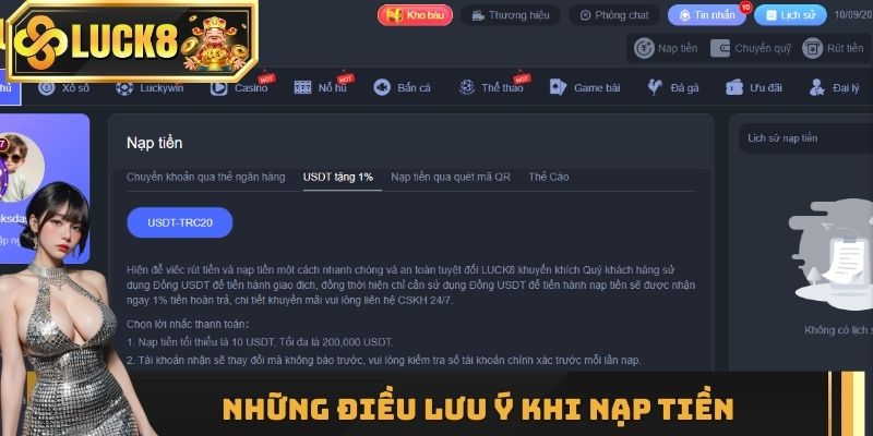Những điều lưu ý khi nạp tiền cho nhà cái Luck8